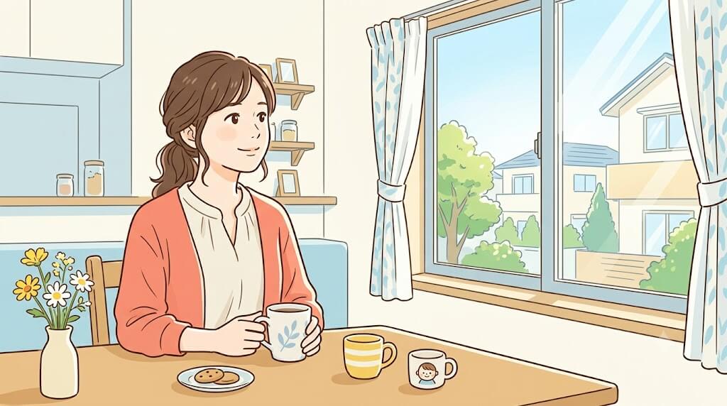 支え方を決めて前を向く母親