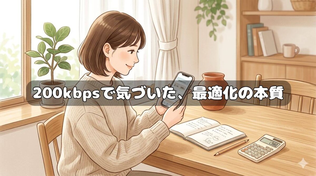 スマホを見て通信費を考える女性のイラスト