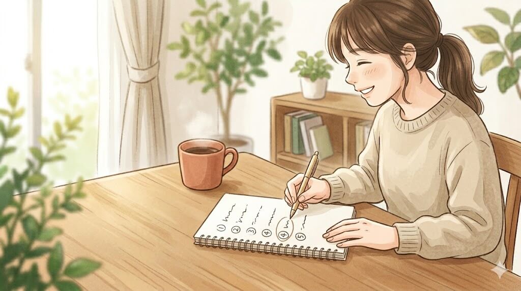 まず1つだけ試す決意をする女性・出口戦略ルール実践のシーン