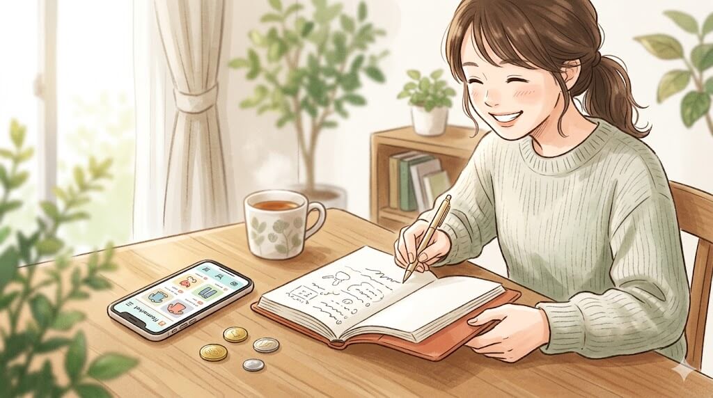 買う前に出口を考える節約上手な女性の手帳メモ