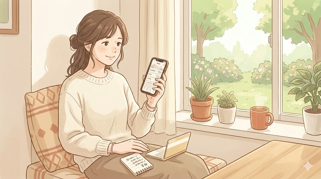 投資を始めて安心感を得た女性のイラスト
