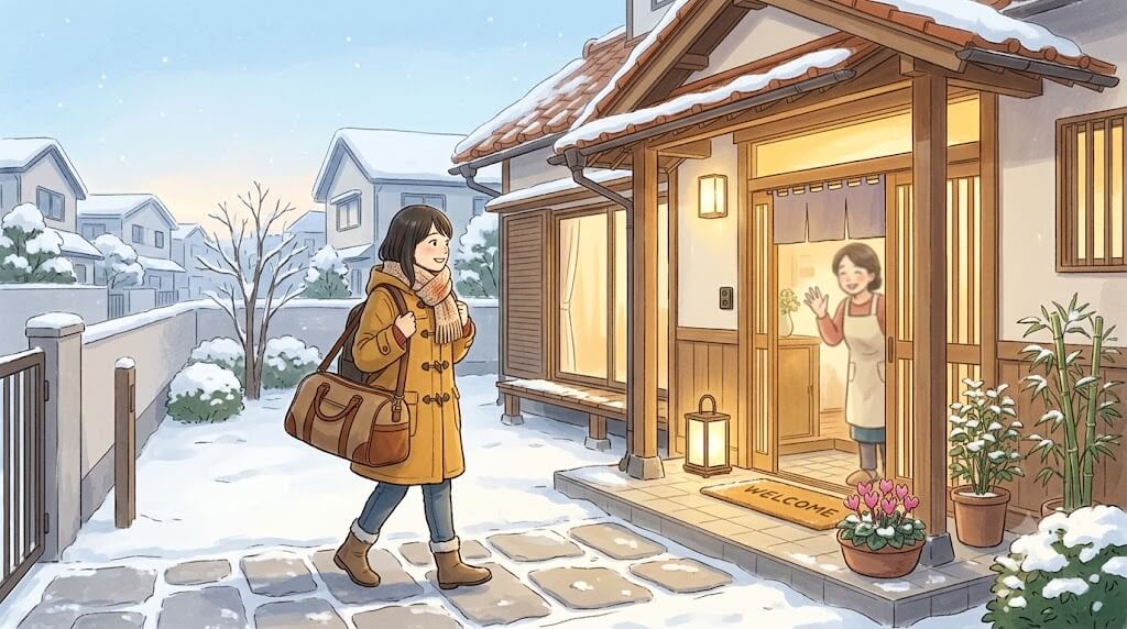 冬に実家へ帰省する娘