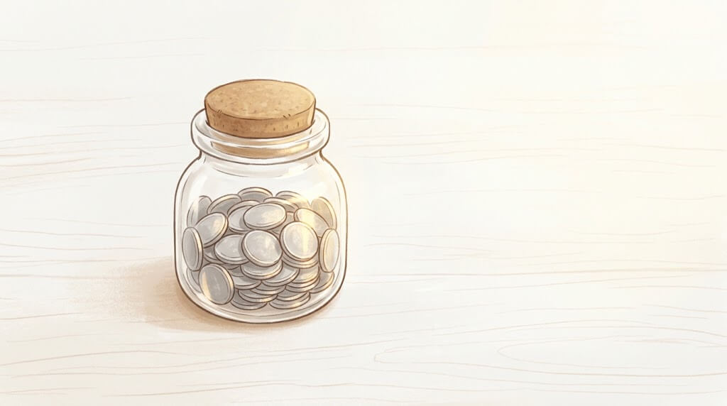 あと少しで満杯になる貯金の瓶