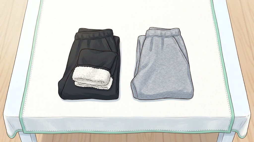 たたんだ黒とグレーのキッズ用スウェットパンツ2本